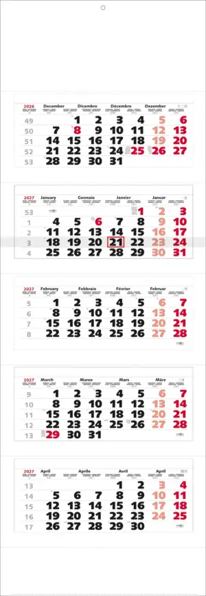 Calendario 5 mesi Mini Art. 85