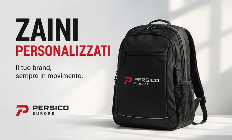 Zaini personalizzati con logo aziendale realizzati da Persico Europe